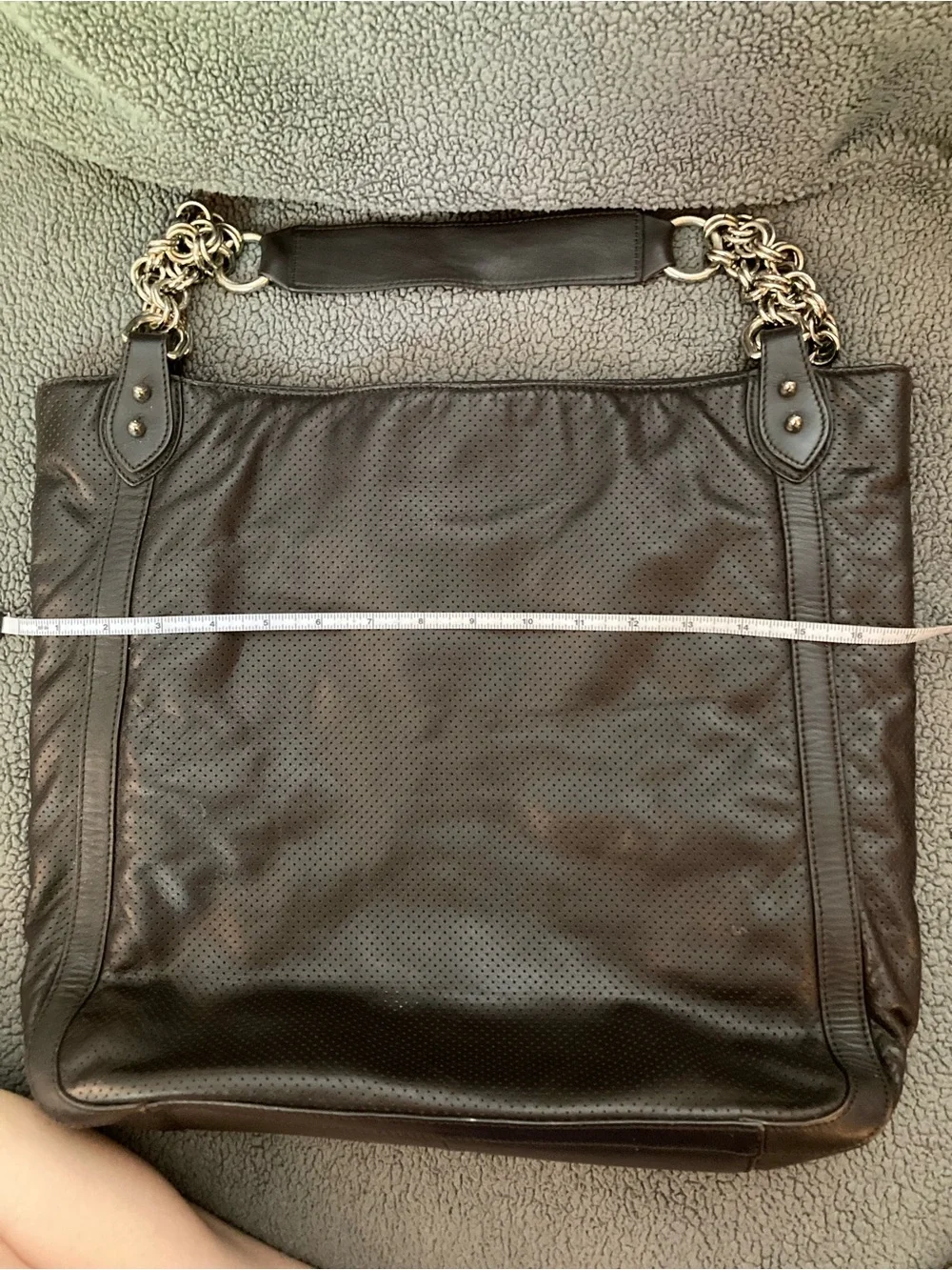Donald J. Pliner Perforated Leather Messenger Bag - Dark Brown